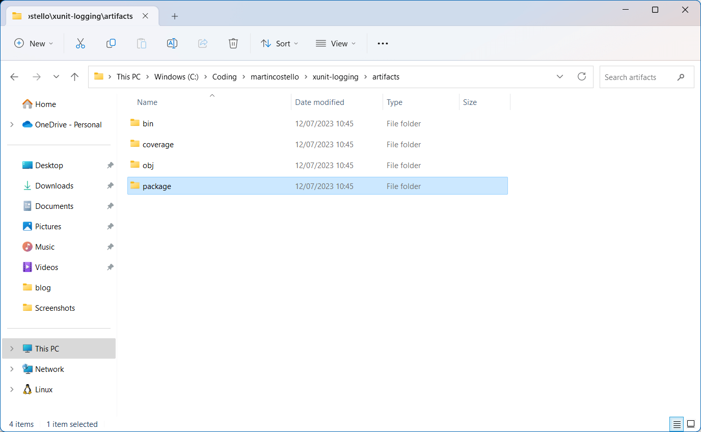 The new artifacts output folder